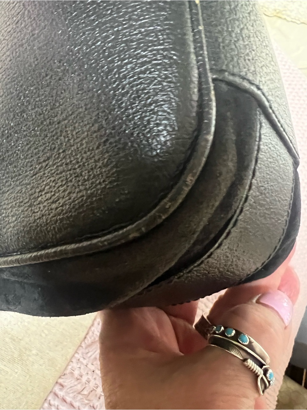 GUCCI STIRRUP SADDLE BAG VINTAGE BLACK LEATHER & SUEDE - Picture 12 of 16